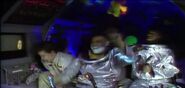 The Dwarfers in Blue Midget after Rimmer's deathday party ("Thanks for the Memory", Series II)