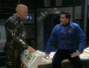 Rimmer gets a medical in the sickbay on Starbug (Rimmerworld)