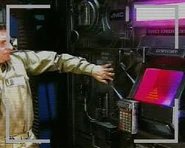 The Chocolate Dispenser catches Arnold Rimmer attempting to steal from it ("Only the Good...")