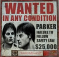 Parker's wanted sign.