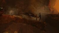 Darius pilot the Walker prepared to fall into deeper underground cavern at cutscene