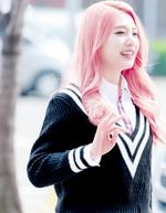 Joy with pink hair