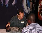 Stuart Moore and a fan