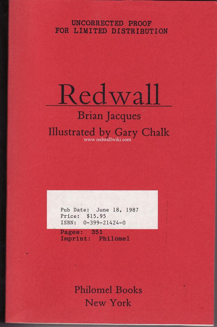 Redwall advance proof