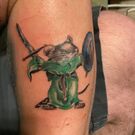 Josh's Matthias, inspired by Redwall cover; artwork by Jordan Goldston, Inferno Ink Tattoo, Burlington, NC.