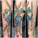 Jes' Long Patrol hare; artwork by Jason Anthony, Golden Rule Tattoo, Phoenix, AZ.