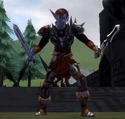 A Barbarian dual-wielding weapons.