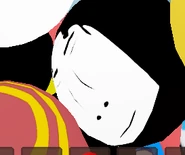 Black, with a face that closed eyes.
