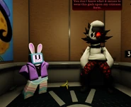 A glitch where Melanie isn't afraid of Folly being in the elevator