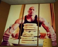 The Rock about to eat pancakes.