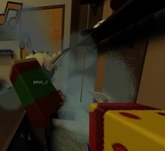 The spray effect when the Spray Bottle is sprayed on someone.