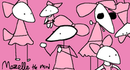 A drawing of Mozelle doing various poses. (Artwork by @TheAxolotlSun on Twitter)