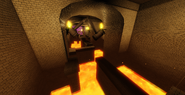 Another variant of the first obstacle with swinging hammers and a slippery floor.