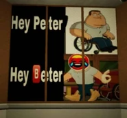 Joe Swanson from "Family Guy", showing 2 panels of him. One is his normal appearance with the text "Hey Peter" next to him, and the other has a highly saturated crying-laughing emoji covering his face, as well as having the same text, though with the "🅱️" emoji replacing the letter P, causing to read "Hey Beter".