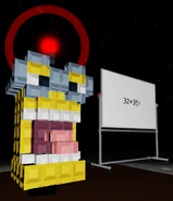 SOLVE IT.png (410 KB) MINIION ontop of the Elevator during Knowledge Office, with Interloper within and a Whiteboard beside it.