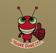 Bugbo saying "You've done it!" while giving a thumbs up. (HAPPYHORRORHARE)