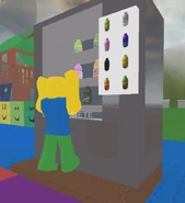 SIETE dancing in front of a vending machine.