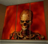 An angry skeleton with eyes.