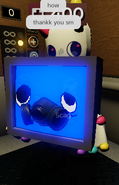 Scag wearing a Gas Mask.