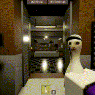 A player petting Buck.