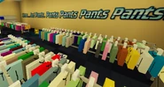 A light cyan sign on the wall, specifically in reference to the Roblox Ad Shirts... And Pants. Pants Pants Pants Pants Shirts... And Pants. Pants Pants Pants Pants.