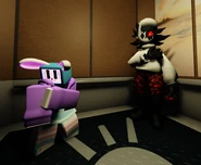 Melanie's reaction to Folly in the elevator.