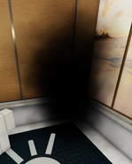 The smoke that appears when Folly appears in and vanishes from the elevator.