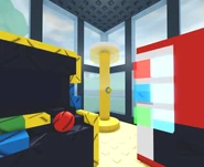 The lamp in the arcade being turned on.