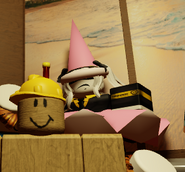 Ditto, but the player was squashed by the elevator ceiling. The squash effect was applied before the accessories were, making the items unaffected.