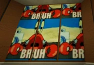 A repeating image of a flabbergasted Mr Krabs with the caption "BRUH"