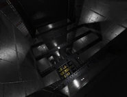 An obstacle with thin, crisscrossing beams.