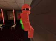 Reddy stuck against a wall in Reddy's Underground Diner.