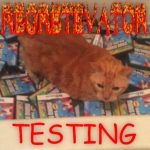 December 20th 2023, an older game icon for Regretevator Testing, with a real-life picture of an orange cat sitting on a pile of New Super Mario Bros game case boxes in a bathtub. It used the same text appearance.