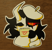Folly with a paper drawing covering her mouth, making her have a silly expression. (DarnitBoo)