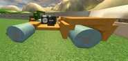 A different car near the winner's area that uses a different driving system
