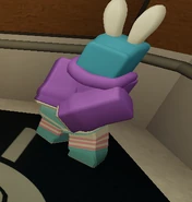 Melanie facing the wrong way after entering the elevator