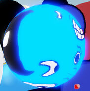 A glowing blue gumball with Scag's faces textured on it.