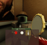 A player giving Zach a Magic Mirror, then throwing a Bowling Ball at Zach.