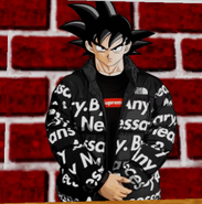 A picture of Drip Goku on the wall.