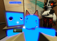 A player holding the Scag kitty next to Scag.