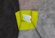 A ticket inside of a cube in the Flood Fill Mine floor.