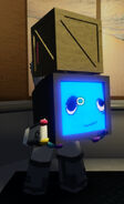 Scag with a crate on her head.