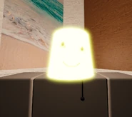 Lampert with his head turned on for light.