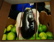 An eggplant resembling a face.