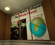 A car crashed into a pole with an arrow pointing to the north pole of a globe, with a caption saying that, "This Guy Nearly Collapsed The Whole Planet".