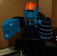 A player holding Cheese that has been dyed blue with the "Paint Yourself" area.