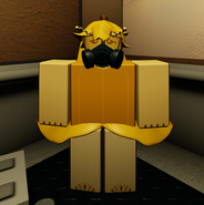Split wearing a Gas Mask.