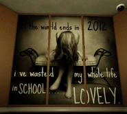 A girl crying on a bed due to the world ending in 2012.