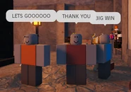 Npcs saved.png (165 KB) Dan, Sam and Pam celebrating and thanking the players for saving them.