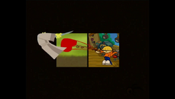Casillas (Horizontal 2 Grid) Numbuh 4 from Codename: Kids Next Door hits Samurai Jack with a spring-loaded Boxing Glove.